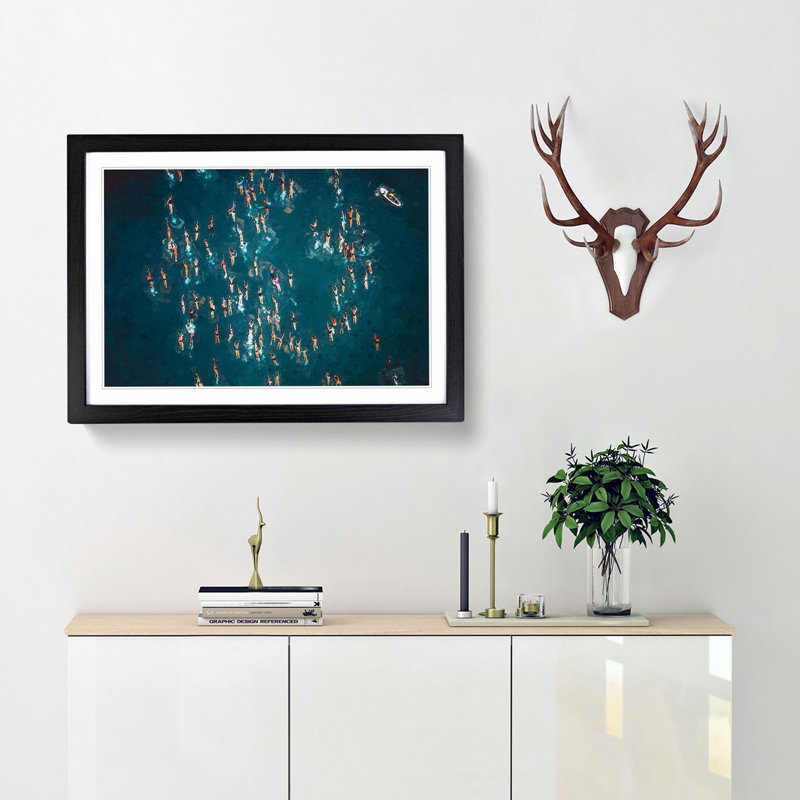 Swimmers in Brazil - Picture Frame Graphic Art Print, Black Framed, 27cm H x 36cm W x 2cm D