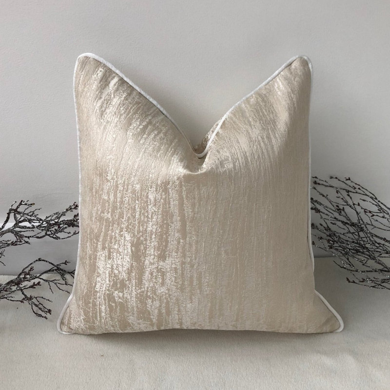 Abstract Cream Square Cushion Cover
