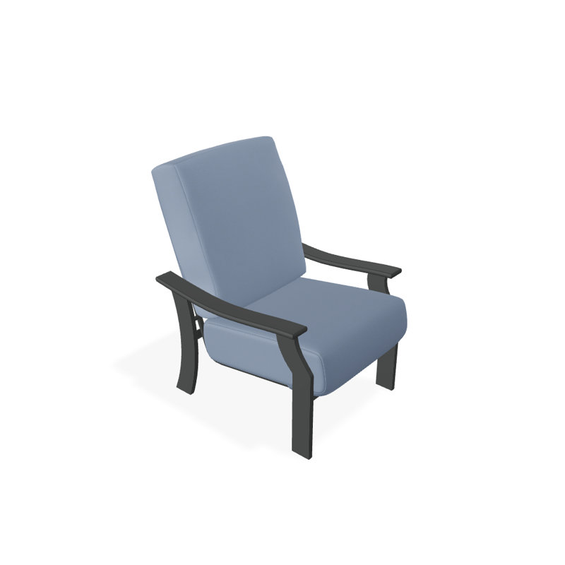 St. Catherine Outdoor Lounge Chair, Textured Graphite, Canvas Air Blue Sunbrella® Canvas