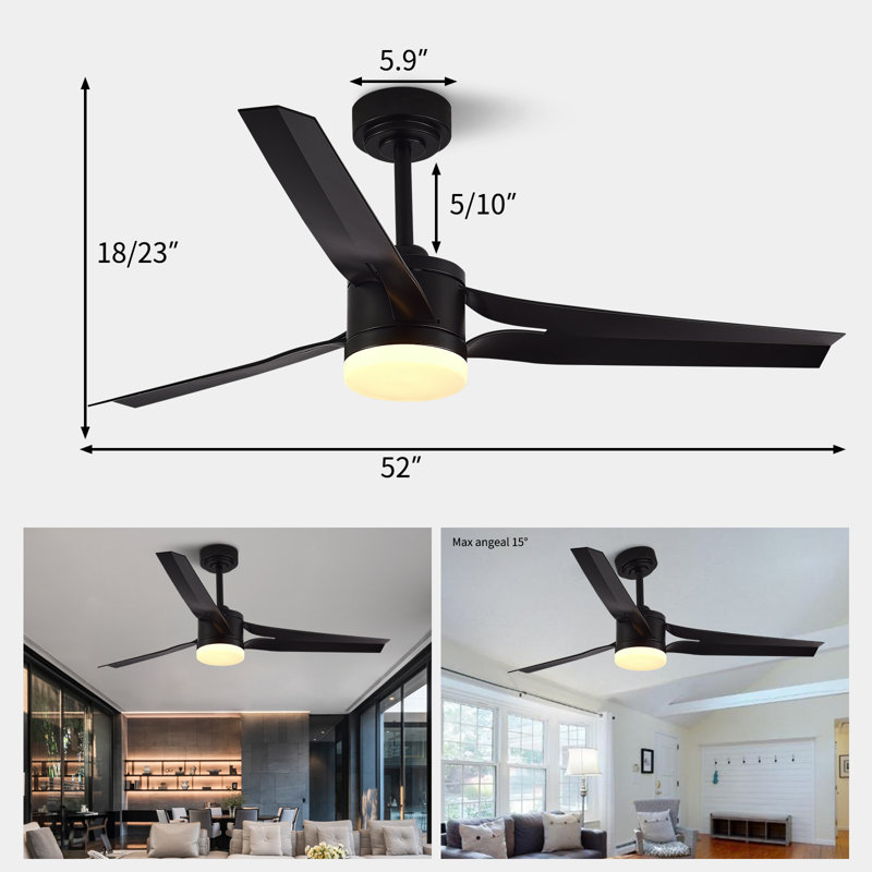 Ventilateur de plafond à profil bas 52 pouces avec lumière