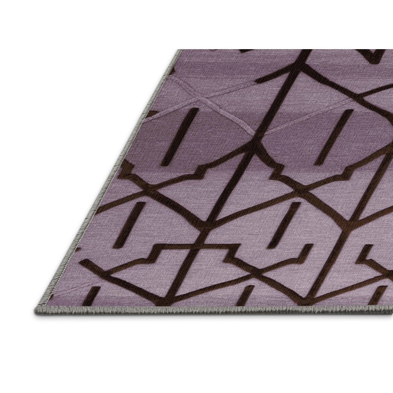 Machine Washable Trellis Pink Area Rug, Rectangle 5' x 7'