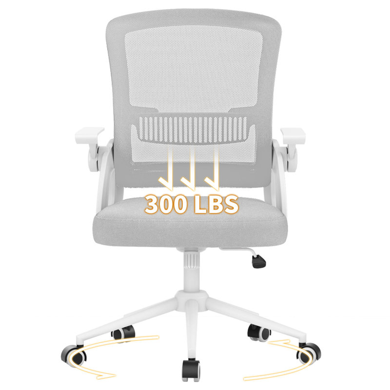 Computer Desk Office Chair with Flip-up Armrests, Grey