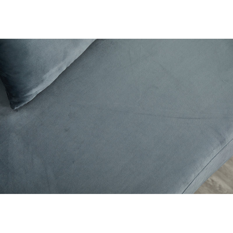 Canapé rembourré avec pieds en bois massif, Velours gris velours, H 30,3 po x l 84,6 po x P 30,7 po