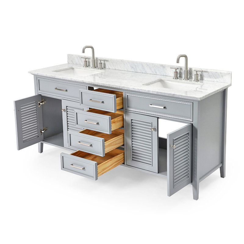 Kensington 73'' W Double Vanity, Gray, 73", Rectangular