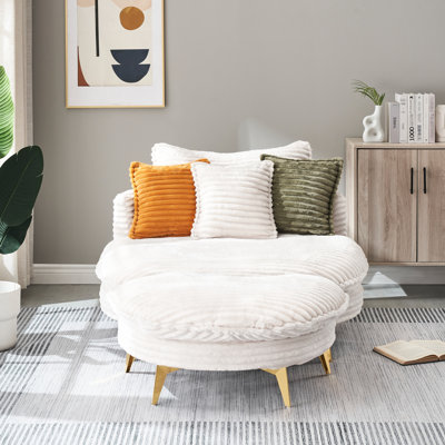 Corduroy Sofa Fabric, With Three Matching Pillows And Two Spacious And Comfortable Seats, For Apartment Office Living Room