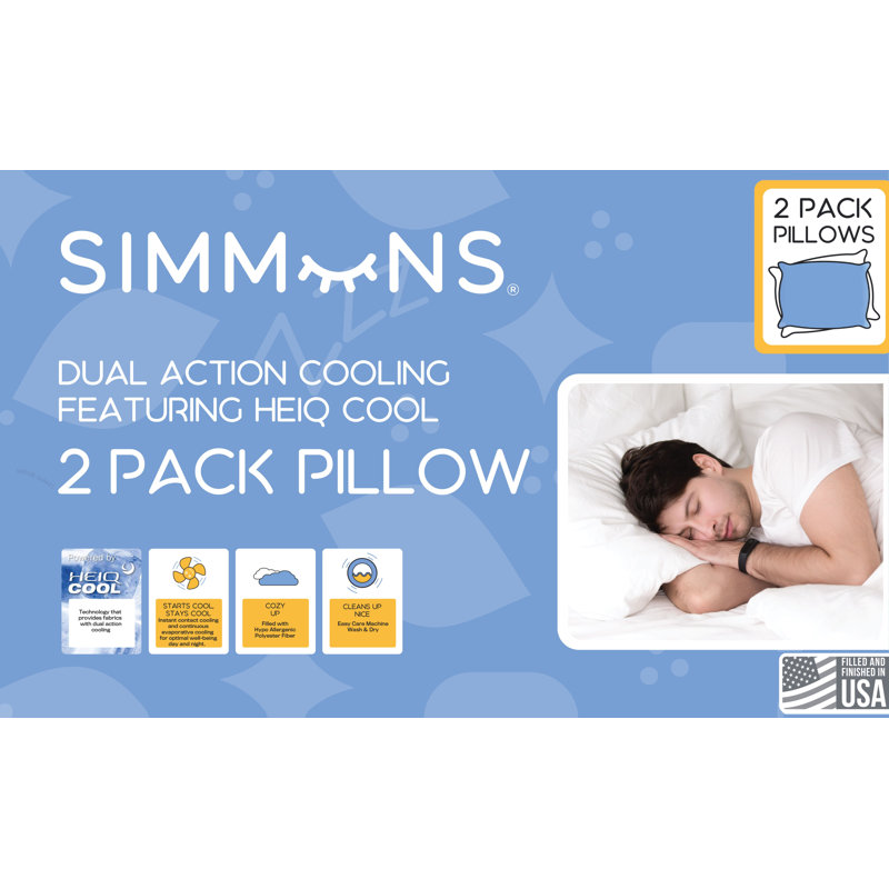 Simmons Dual Action Cooling 2 Pack Pillow, King