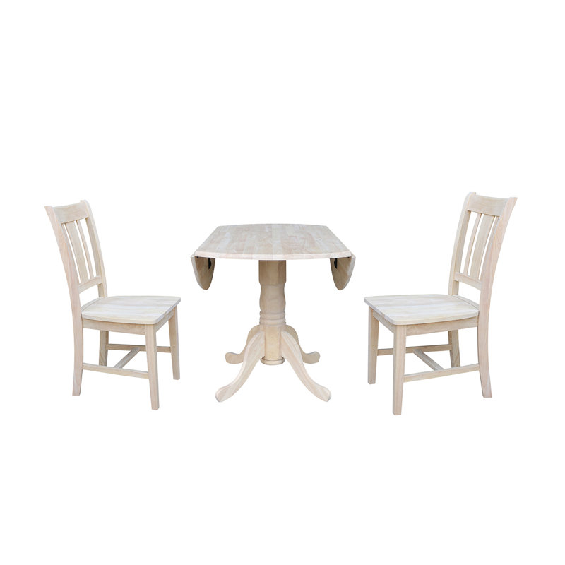 Khodor Solid Wood Top Pedestal Dining Set, Unfinished