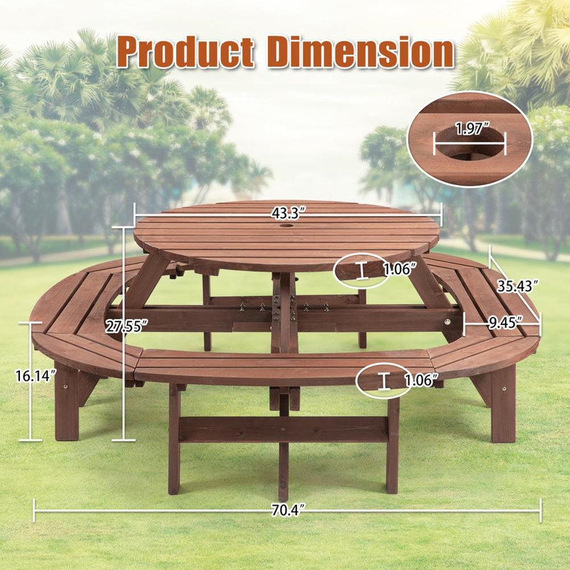 Grande table de pique-nique en bois