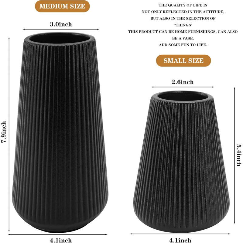 Ensemble de 2 vases en céramique noire