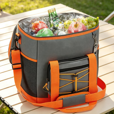 33L Collapsible Insulated Cool Box for Men & Women, 4-Layer Leakproof Thermal Cool Lunch Bag, Portable Ice Chest for Beach, Travel, Picnic, Grocery Shopping & Kayaking
