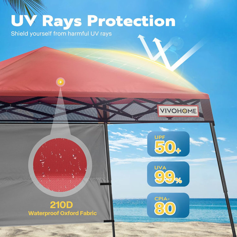 8 Ft Red and Black Steel Pop-Up Party Tent