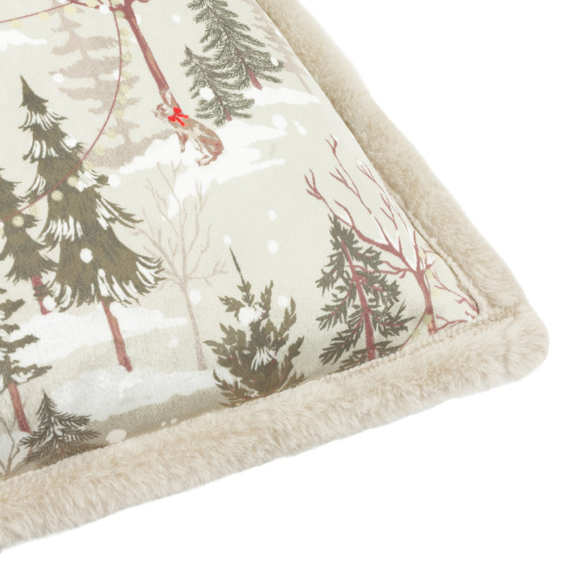Forest Festivities Abstract Beige Square Cushion, Polyester