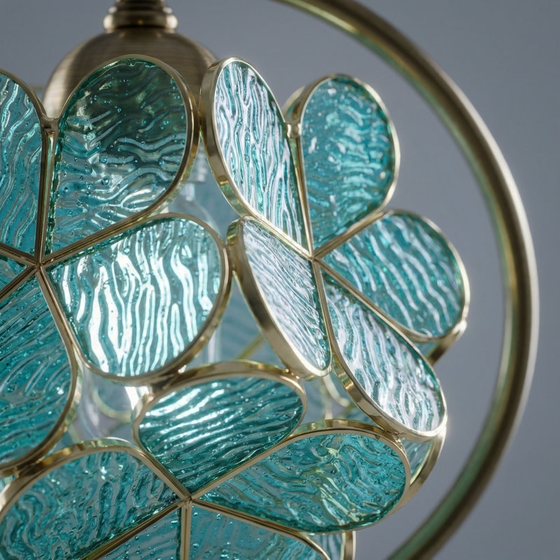 16.5'' (H) Metal Table Lamps Desk Lamp with Clover Glass Shade, Tiffany Style, Green