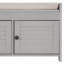 Storage Bench With 3 Shutter-Shaped Doors, Shoe Bench With Removable Cushion And Hidden Storage Space-1593575698