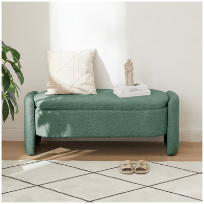 Banc de rangement ovale en tissu molletonné oval avec grand espace de rangement pour le salon, le vestibule et la chambre à coucher