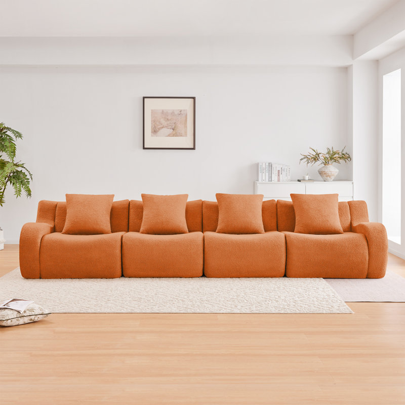 Canapé Teddy, Orange, H 35,4 po x l 148 po x P 40,9 po, 4