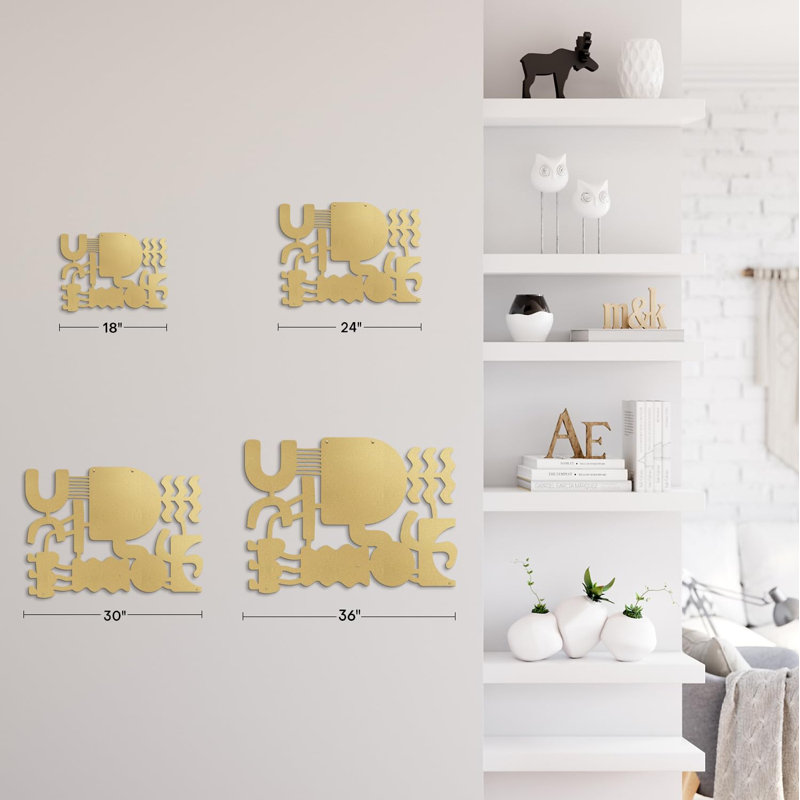 Décoration murale en métal, H 12 po x l 18 po x P 0,05 po, Or