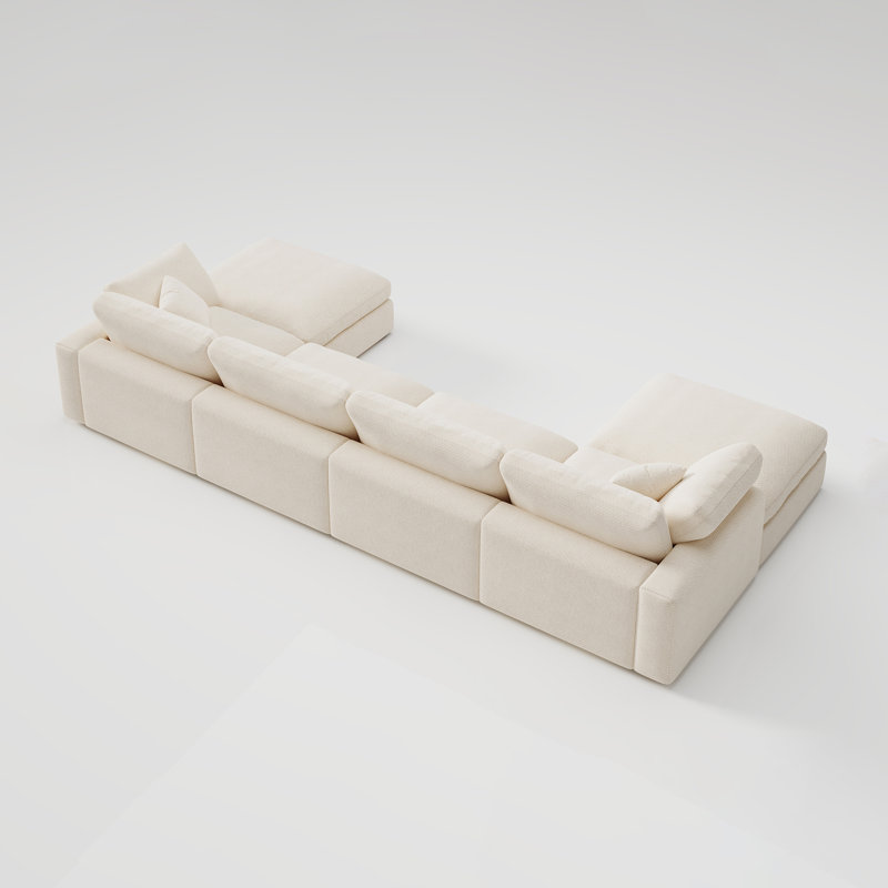 Canapé Abramson, Chenille beige, H 36,2 po x l 156 po x P 78 po