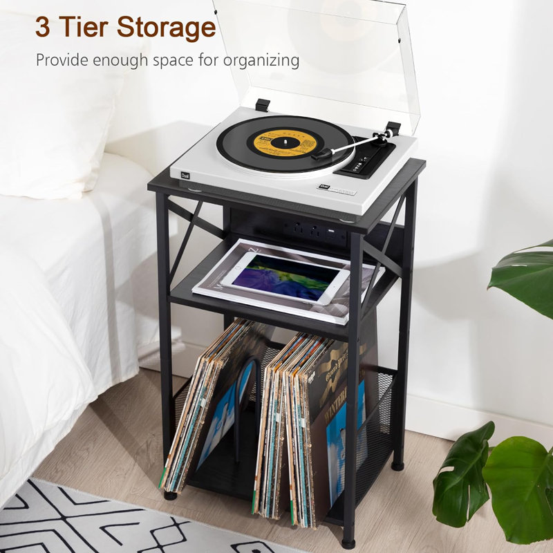 Gavilla 15.75'' W Metal Nightstand, Black