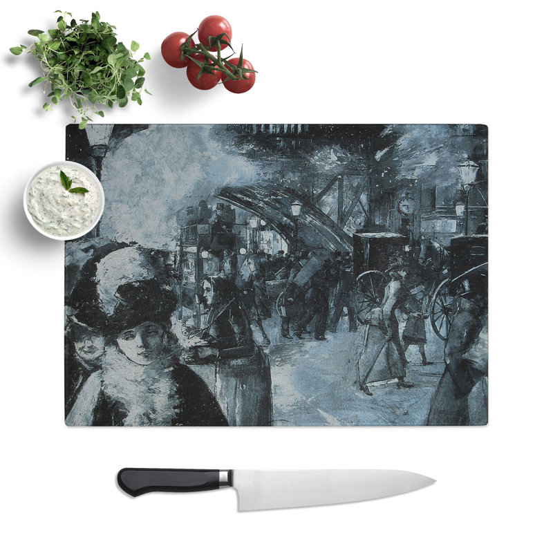 At the Train Station by Lesser Ury Chopping Board, 0.4cm H x 20cm W x 29cm L