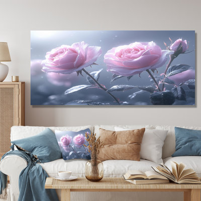 Ikrar lavande roses en fleurs dans la matinée II - roses, art mural