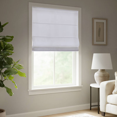 Galen Matte White Cordless Basketweave Room Darkening Single 29x64" Panel Roman Blind