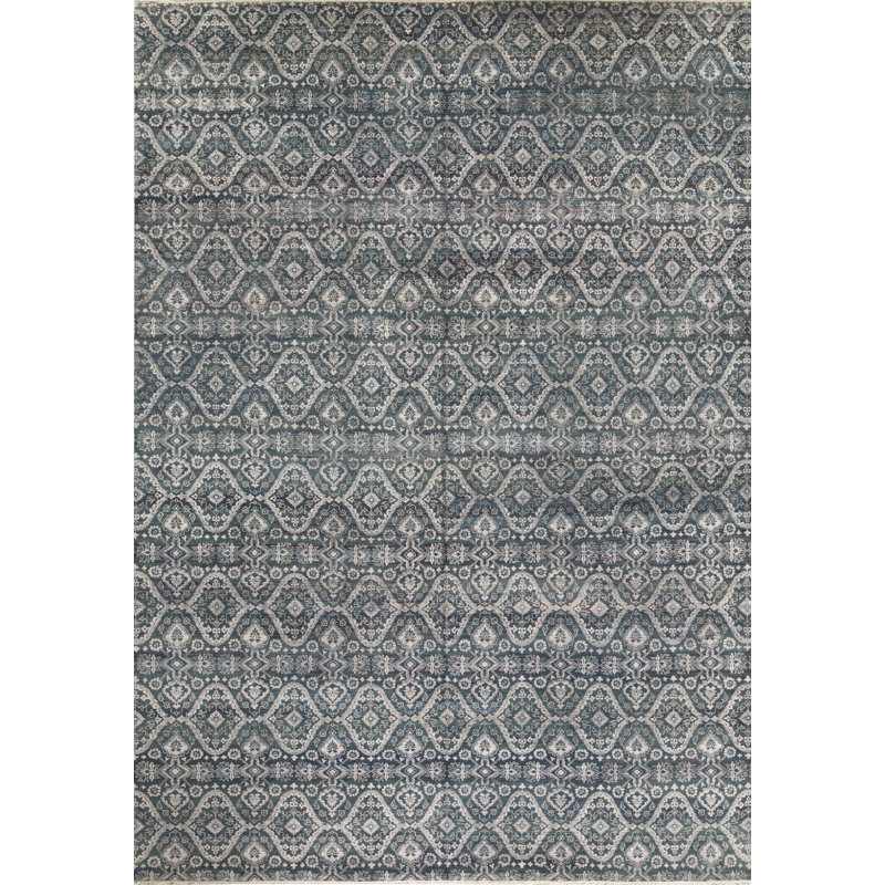 Tapis gris de haute qualité noué à la main de haute qualité