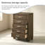 Commode vintage en bois massif brun à 5 tiroirs, meuble de rangement pour chambre à coucher
