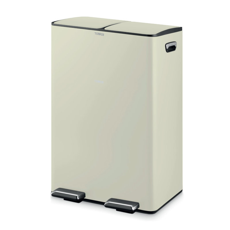 60 Litre Step On Recycling Bin, Cream