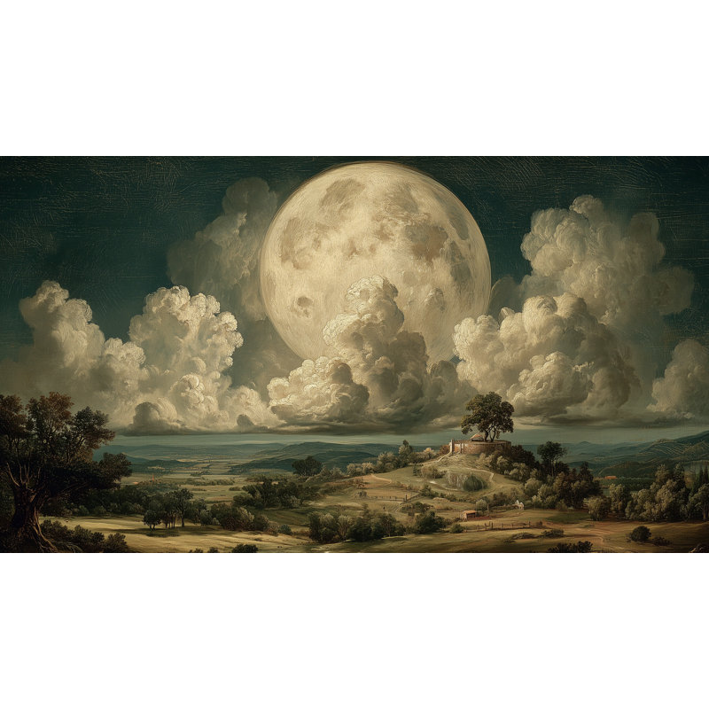 Papier peint lune paysage traditionnel, Texturé non collé, 160 po x 108 po