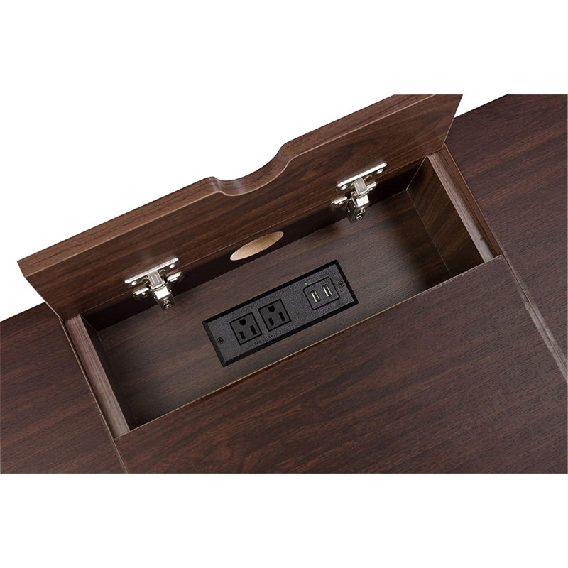 Verster Modern And Functional Writing Desk With Built-In USB Ports And Storage Drawer
