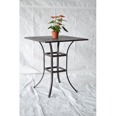 Nola Square Metal Outdoor Bar Table With Umbrella Hole , in. W in. D