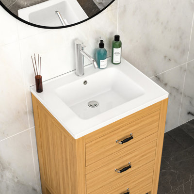 23.55" X 18.14" Rectangular White Vanity Top Sink, 1 Faucet Hole, Overflow, High - Grade Ceramic, Fired At 1380c, Acid , Stain Non Porous, Ample Bathroom Space, Practical Overflow Design Porous