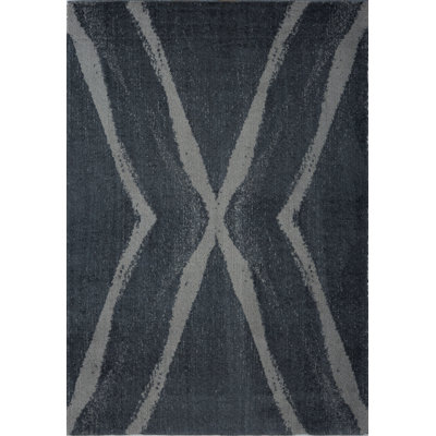 Tapis noir à motif abstrait Ramer