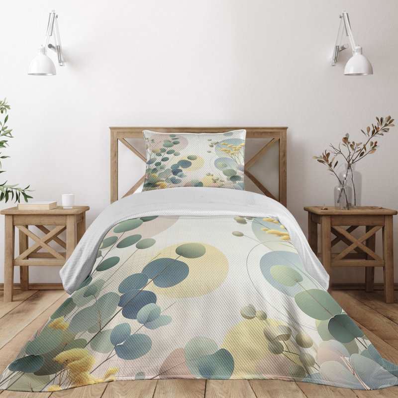 Polyester Floral Coverlet, Twin Coverlet + 1 Standard Shams