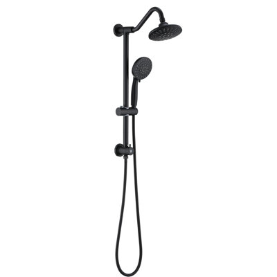 6 Inch Rain Shower Head With Handheld, Matte Black System, 2.5 Gpm, Adjustable Slide Bar, Corrosion , Enhanced Experience Bathroom Shower, Aesthetically