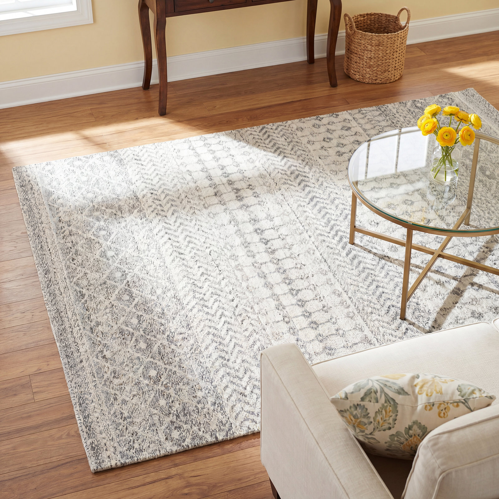 Colwich Gray Beige Hand-Woven Outdoor Geometric Rug, Rectangle 8' x 10'