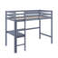 Lit mezzanine simple en bois d'hévéa avec barrière de sécurité, bureau intégré et échelle-601765252