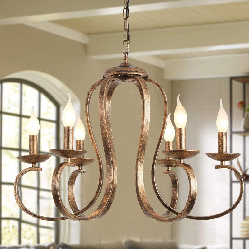 Kulpsville 6 - Light Candle Style Chandelier, Bronze