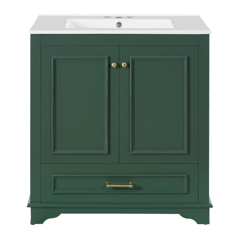 Meuble-lavabo de luxe 30 po avec comptoir en céramique, Vert