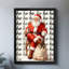 Reproduction d'art encadré noir rétro «Happy Santa Claus» avec cadeaux-1700583895