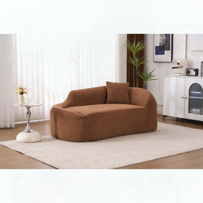 Chaise longue moderne en chenille courbée, canapé-lit à assise profonde avec coussin, canapé-lit pour salon, chambre à coucher et appartement, caramel
