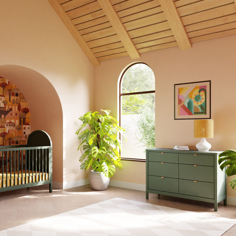 Bondi 6 Drawer Double Dresser, Green
