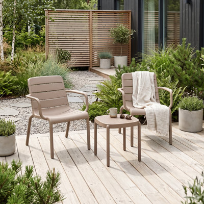 ORLA Side Table with 2 ORLA Lounge Chairs Set Taupe