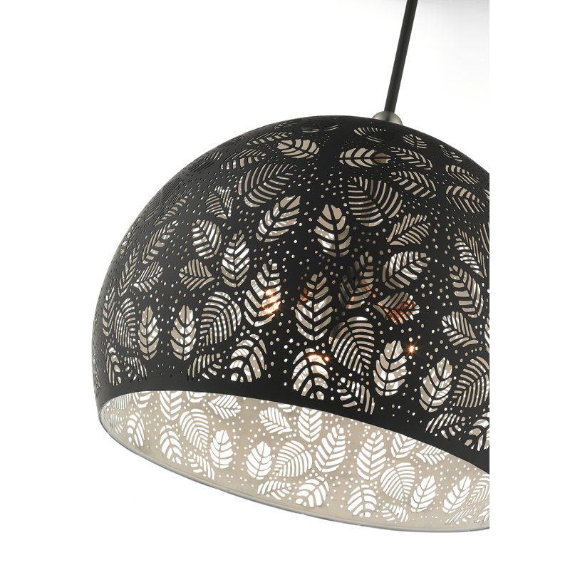 Luminaire suspendu en forme de dôme à 3 lumières Alira, Noir, H 56,5 po x l 19,75 po x P 19,75 po