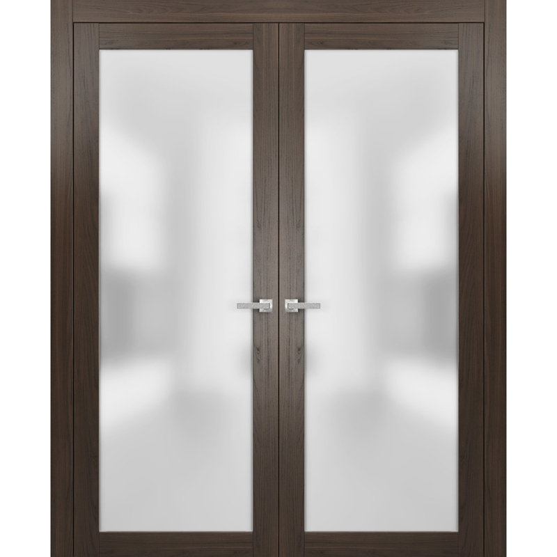 Portes standard en verre givré Planum, 72 po x 96 po, Frêne chocolat