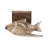 Bywood Figurine Albasia Wood Fish-Shaped Coastal Decor Accent for Home Office Bedroom Living Room - 7" Brown
