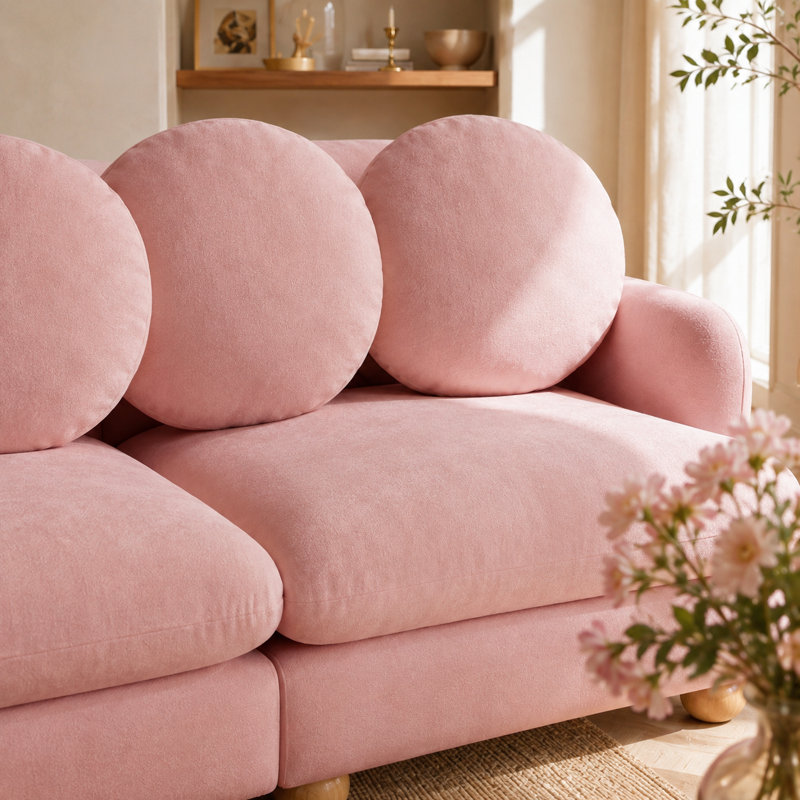Canapé modulaire en chenille Veloria Comfy, Rose
