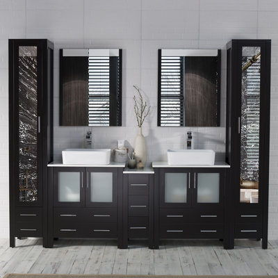 Mance 102" Double Bathroom Vanity Set with Mirror & Linen Closet