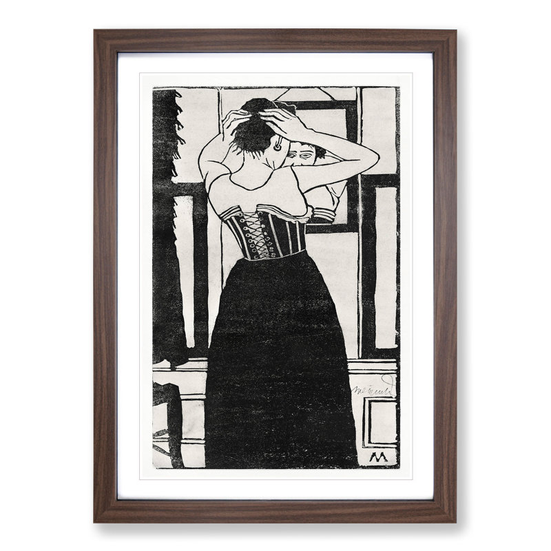 In Front of the Mirror by Samuel De Mesquita - Picture Frame Graphic Art, Walnut Framed, 36cm H x 27cm W x 2cm D